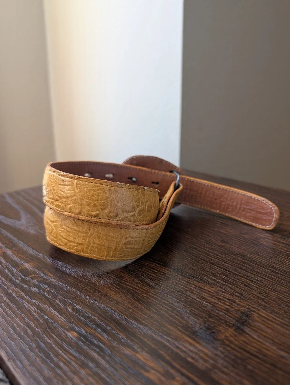 Crocodile Alligator Genuine Yellow Leather Youth Western Style Belt